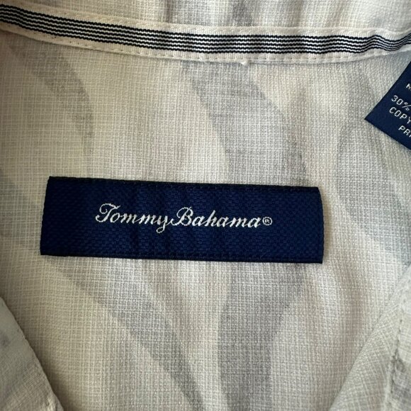 Tommy Bahama Mens Short Sleeve Button-Up Shirt S/P Silk Blend Beige & Gray Wave - Picture 7 of 9